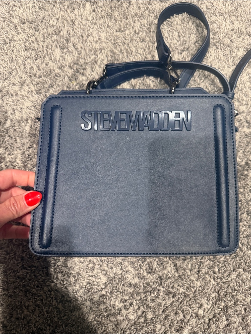 Steve Madden Navy Boxy Logo Crossbody